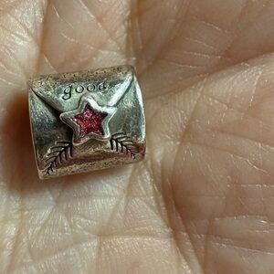 Silver Envelope Charm with Red Star